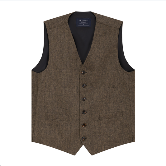 Men's | BLU By Polifroni | VST201 | 50% Wool 50% Silk Vest | Light Brown