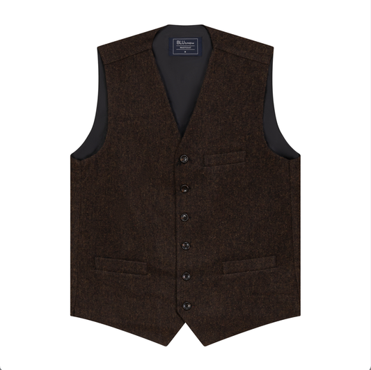 Men's | BLU By Polifroni | VST202 | 50% Wool 50% Silk Vest | Brown