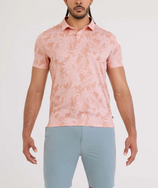 Men's | Saxx | SXDP30 | DropTemp® Dry UPF Performance Polo | Pineapple Tonal / Light Coral