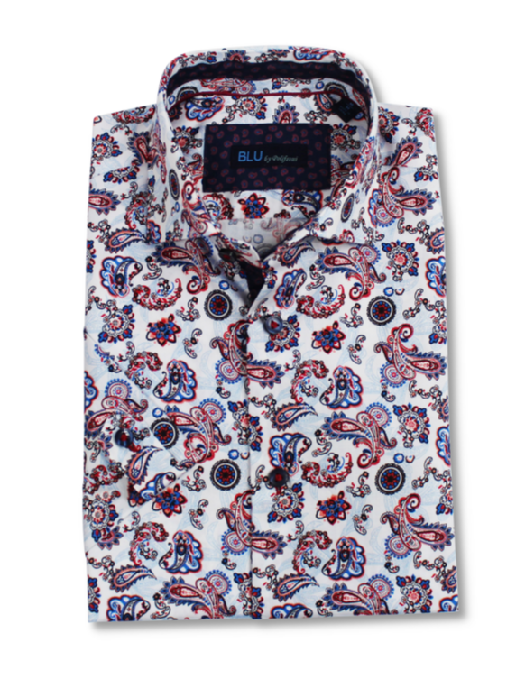Men's | BLU By Polifroni | B-2147503 | Short Sleeve Dress Shirt | Paisley