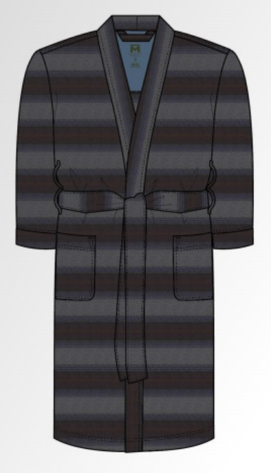 Men's | Majestic | 12820120-415 | Line Up Mircofleece Kmono Robe | Blue Stripe
