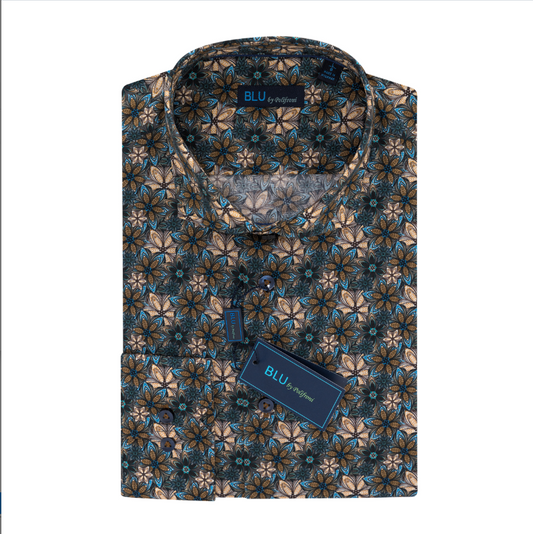 Men's | Blu by Polifroni | B2449259-70 | Sport Shirt | Blooming Brown & Blue