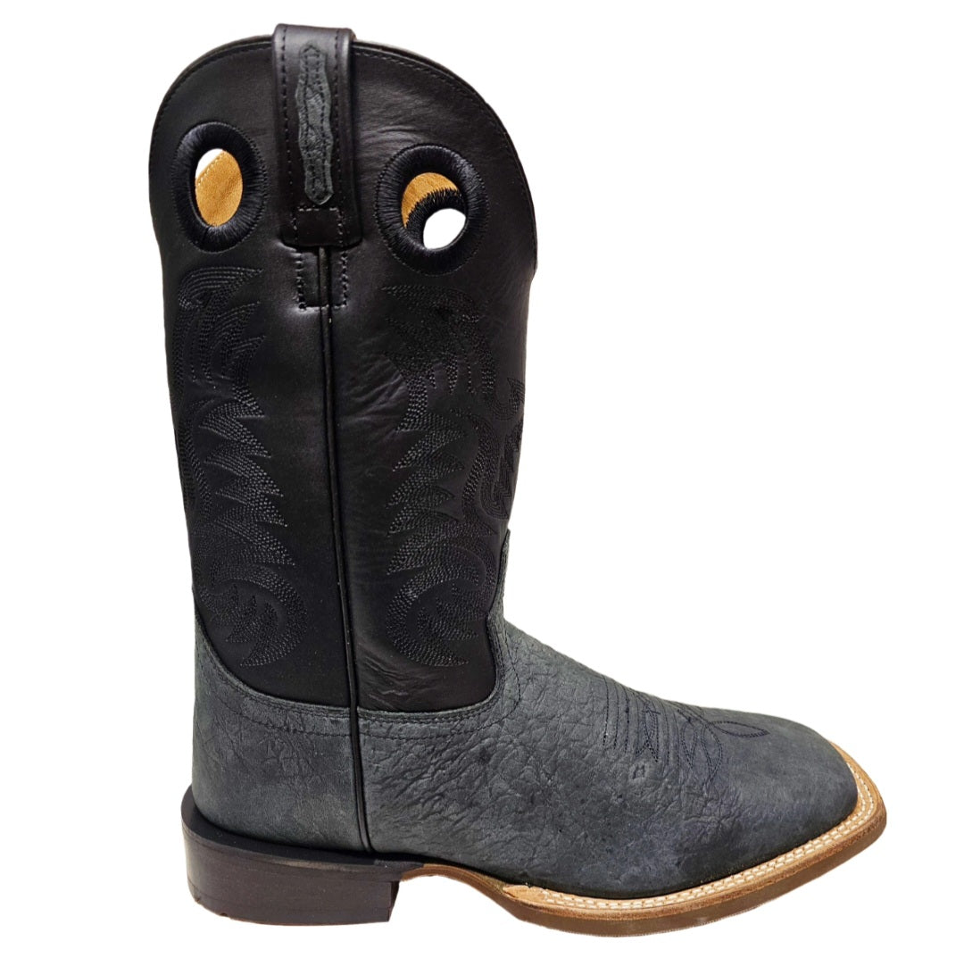 Men's | Old West | BSM1898 | Broad Square Toe Pull-On Embroidered Cowboy Boot | Black