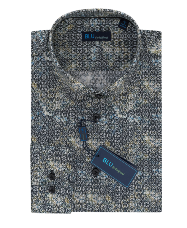 Men's | Blu by Polifroni | B2449255-99 | Sport Shirt |   Black Geo Multi