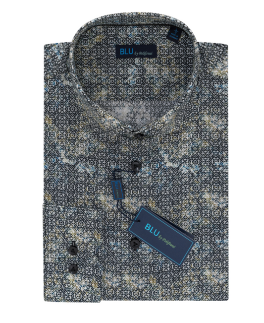 Men's | Blu by Polifroni | B2449255-99 | Sport Shirt |   Black Geo Multi