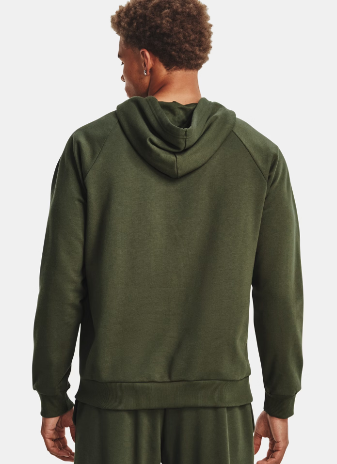 Men's | Under Armour | 1379757-390 | Rival Fleece Hooded Sweatshirt | Marine OD Green / White