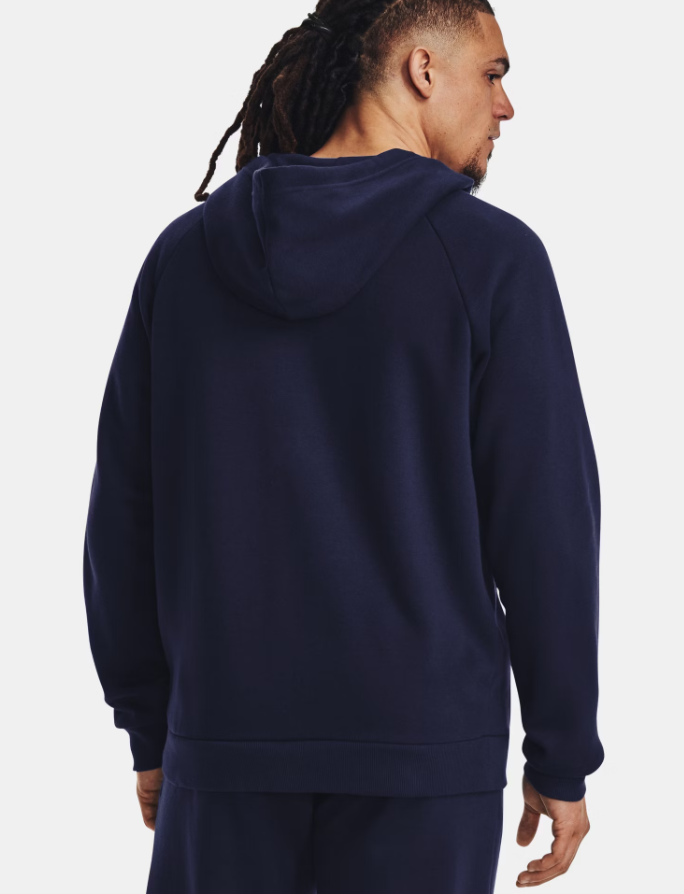 Men's | Under Armour | 1379767-410 | Rival Fleece Full-Zip Hoodie | Midnight Navy / White