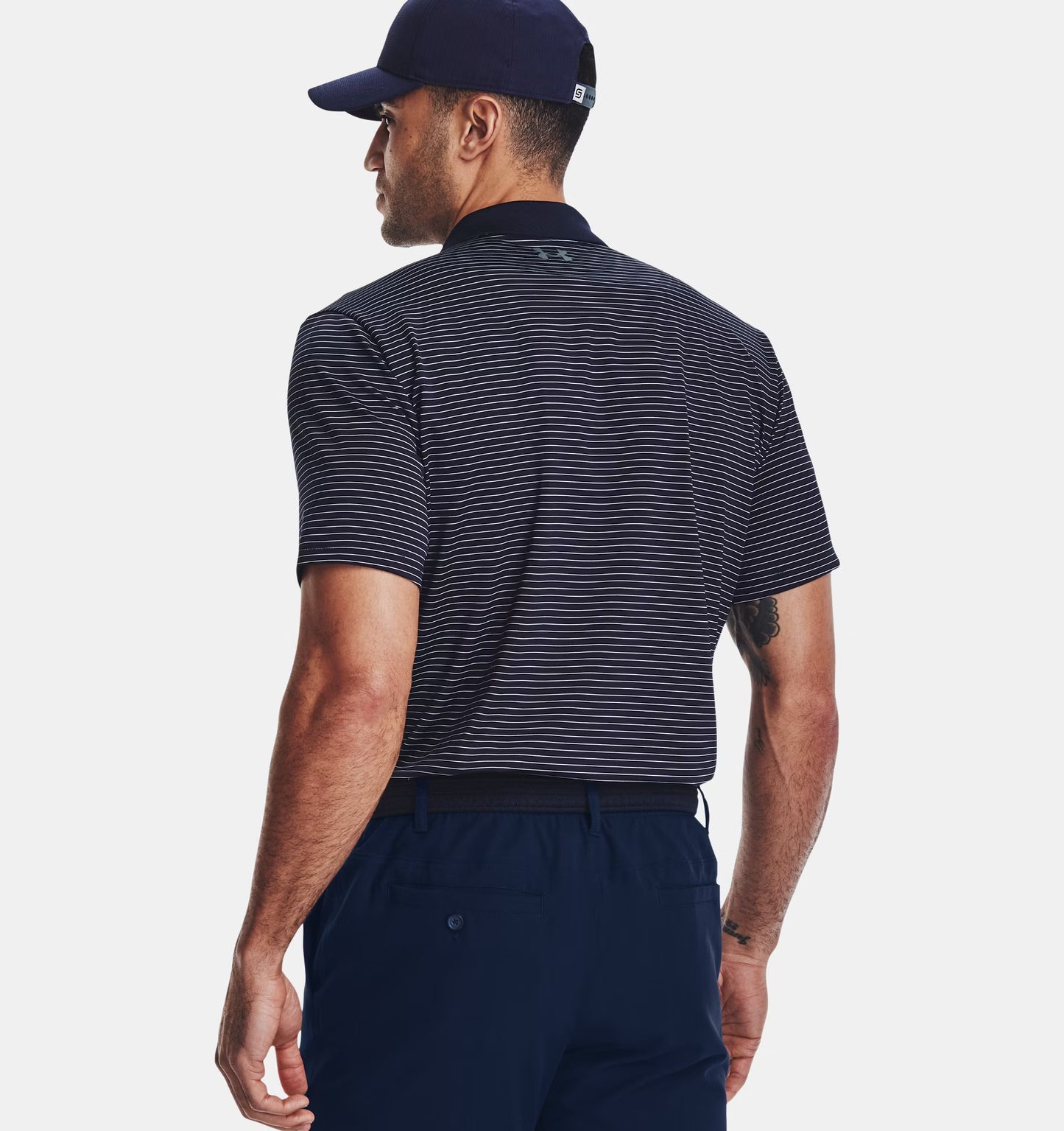 Men's | Under Armour | 1377376-410 | Matchplay Stripe Polo | Midnight Navy / White / Pitch Gray