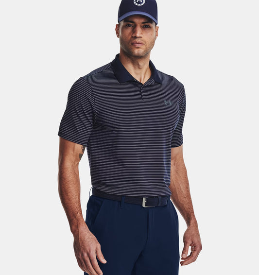Men's | Under Armour | 1377376-410 | Matchplay Stripe Polo | Midnight Navy / White / Pitch Gray