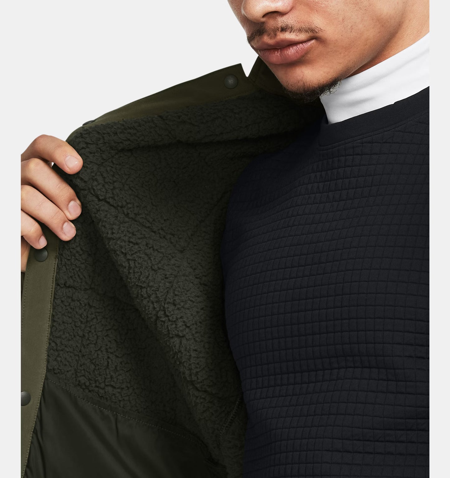 Men's | Under Armour | 1387030-390 | Expanse Quilted Shacket | Marine OD Green / Baroque Green