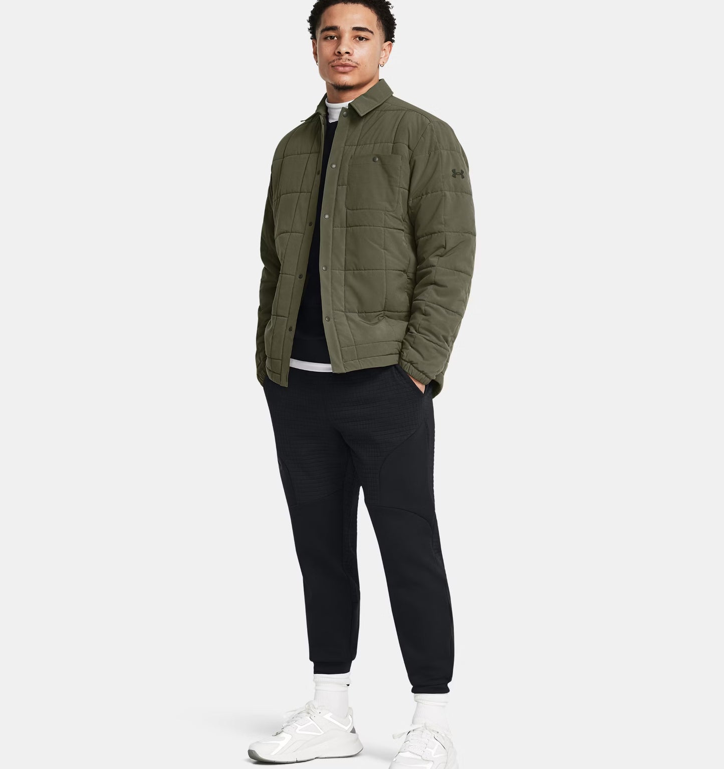 Men's | Under Armour | 1387030-390 | Expanse Quilted Shacket | Marine OD Green / Baroque Green