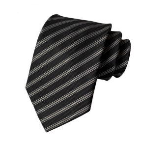 Men's | H. R. Lash Tie | YU-Q12 | Black/Silver Stripe