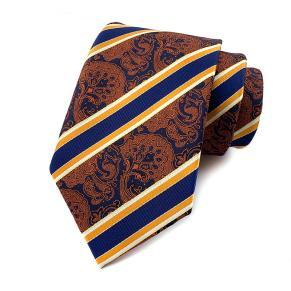 Men's | H. R. Lash Tie | YU-R02 | Navy Stripe/ Orange Paisley