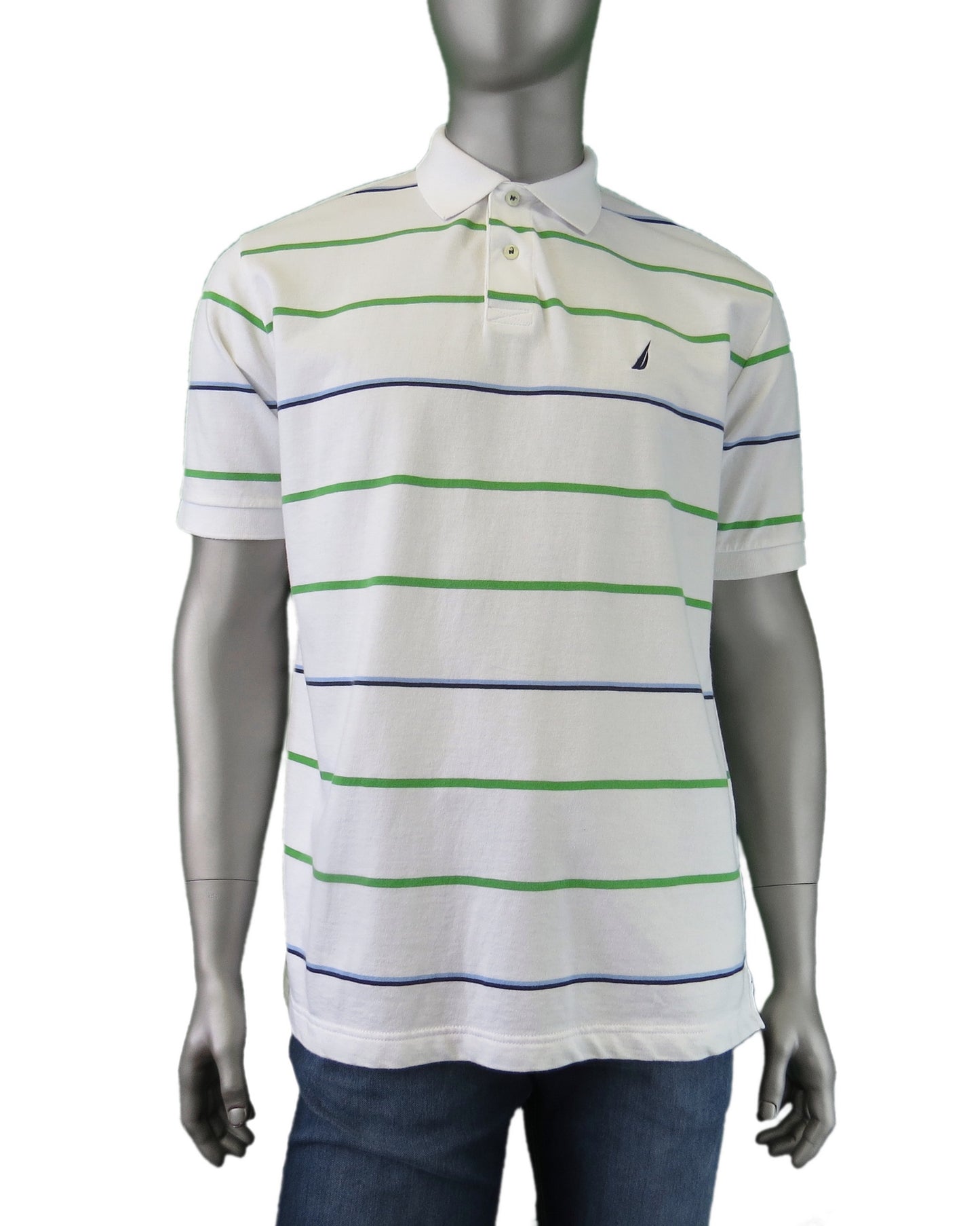 Men's | Nautica | K11335 | Transitional Polo | White/Green/Blue