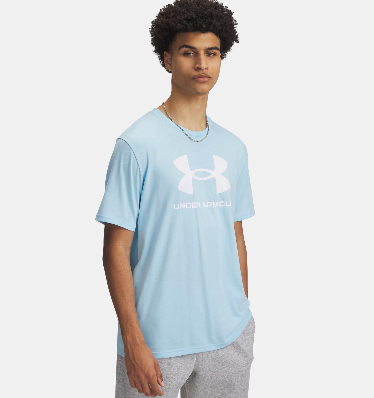 Men's | Under Armour | 1382911-494 | UA Logo Short Sleeve | Stream / White