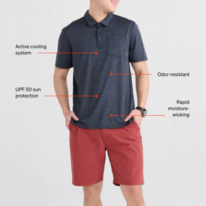 Men's | Saxx | SXPL83 | Droptemp All Day Cooling Short Sleeve Polo | Shade Stripe- Turbulence