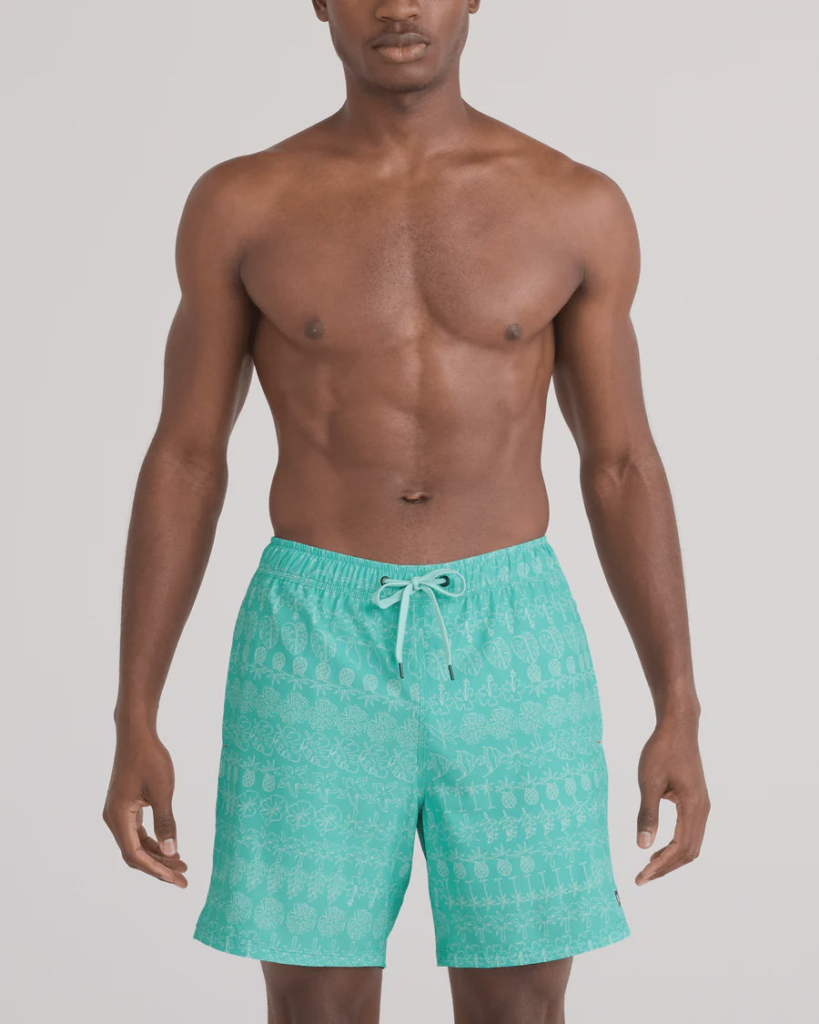 Men's | Saxx | SXSW04L | OH BUOY 2N1 Volley 7" | Island Lineup / Surf Blue