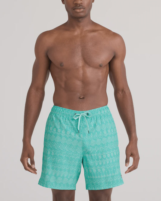 Men's | Saxx | SXSW04L | OH BUOY 2N1 Volley 7" | Island Lineup / Surf Blue