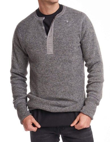 Men's | Stanfield's | 1315L | Heritage Fleece Lined Heavy Weight Wool Henley | Grey Mixed