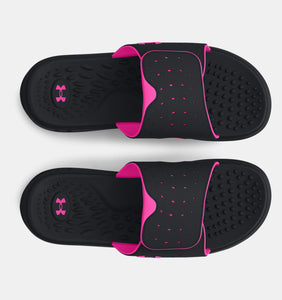 Women's | Under Armour | 3026027 | Ignite Pro Slides | Black / Rebel Pink