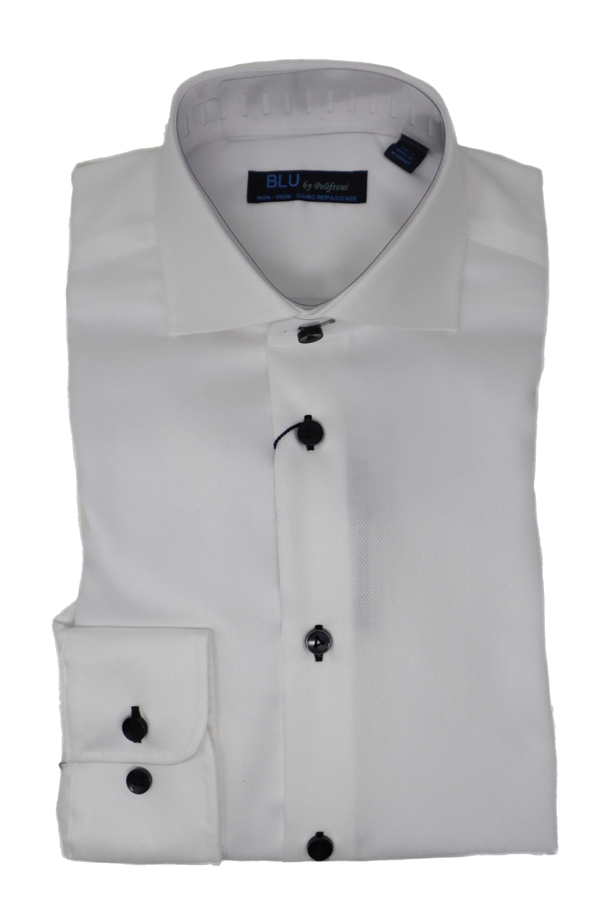 Men's | Blu by Polifroni | 2247736 | Dress Shirt | White / Black Butto H.R. Lash Men's | Blu by Polifroni | 2247736 | Dress Shirt | White / Black Butto H.R. Lash