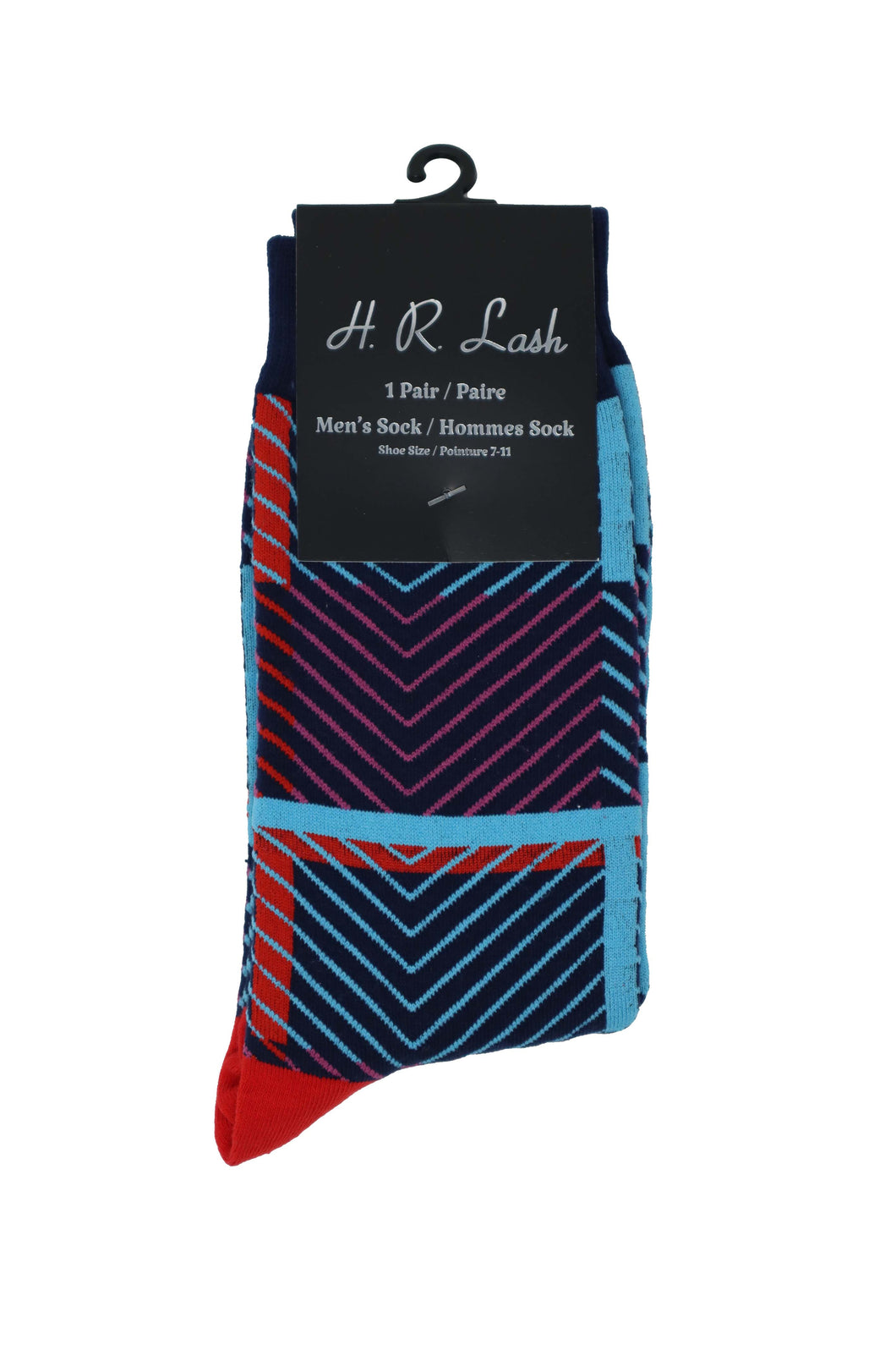 H. R. Lash | FS248 | Fun Socks | Blue / Pink / Red Pattern