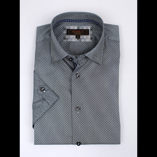 Men's | Elite Serica |   CSP194936 | Short Sleeve Sport Shirt | 100% Cotton | Silver