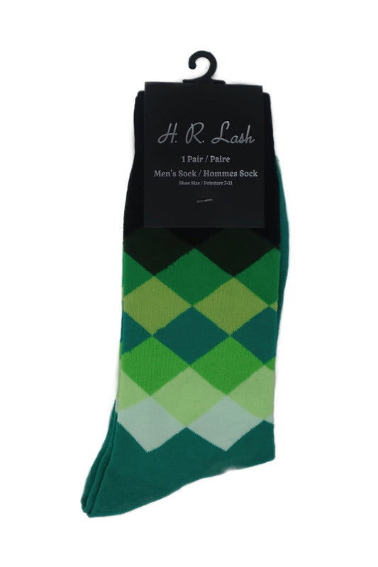 H.R. Lash | FS142 | Fun Socks | Green Argyle