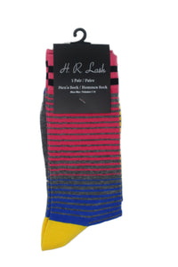 H. R. Lash | FS208 | Fun Socks | Pink/Grey/Blue/Yellow