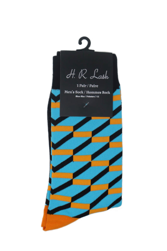 H.R. Lash | FS214 | Fun Socks | Baby Blue/ Orange