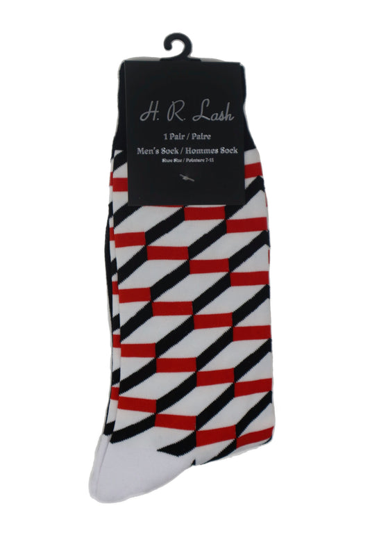 H.R. Lash | FS215 | Fun Socks | Red/White/Black