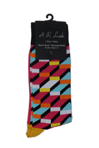 H. R. Lash | FS216 | Fun Socks | Pink Multi Pattern