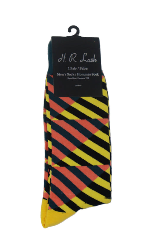 H.R. Lash | FS218 | Fun Socks | Peach / Yellow