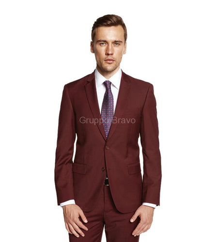 Men's | Giorgio Fiorelli | G47815-12 | 2 Button Side Vented Poly-Rayon Suit Jacket | Solid Burgandy