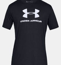 Load image into Gallery viewer, Men&#39;s | Under Armour | 1329590 | Sportstyle Logo Short Sleeve T-Shirt | Black/White
