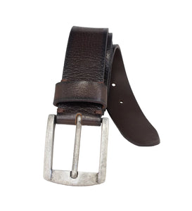 Men's | Silver Jeans | S319 | 40MM Pebble Grain Finish and Harness Buckle Belt| Dark Brown