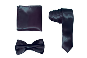 H.R. Lash | SLMNBP008 | Slim Necktie, Bow Tie and Pocket Square 3 Piece Set | Navy