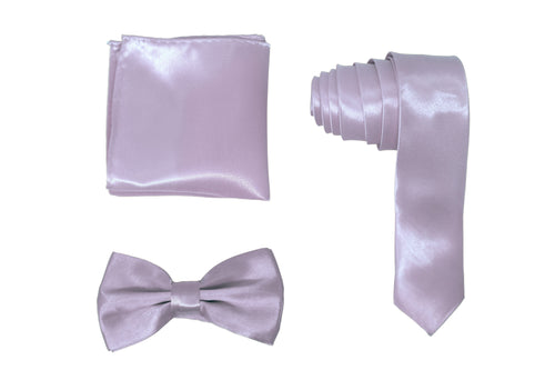 H.R. Lash | SLMNBP014 | Slim Necktie, Bow Tie and Pocket Square 3 Piece Set | Light Purple