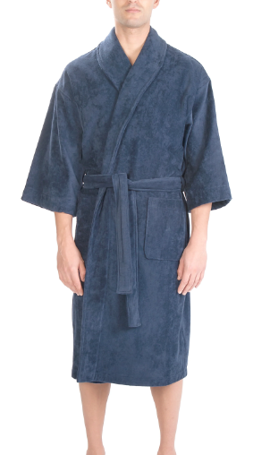Majestic | 1871114 | Solid Terry Velour Shawl Robe | Navy