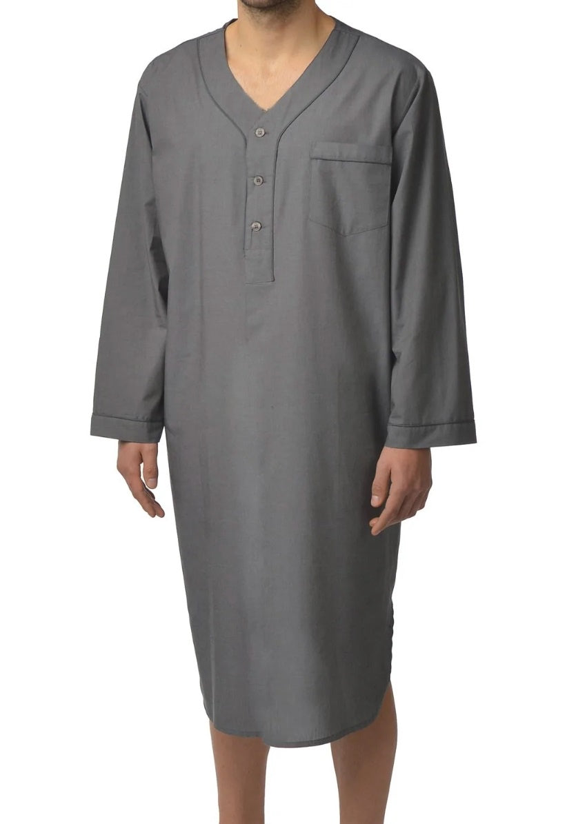 Majestic | 3034125 | 100% Cotton| Night Shirt | Charcoal