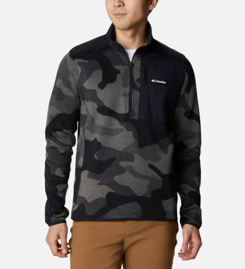 Men's | Columbia | Sweater Weather™ Fleece Printed Half Zip | Black Mod Camo, Black