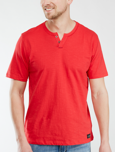 Men's | Silver Jeans | SMS215765 | Henley S/S Shirt | Red