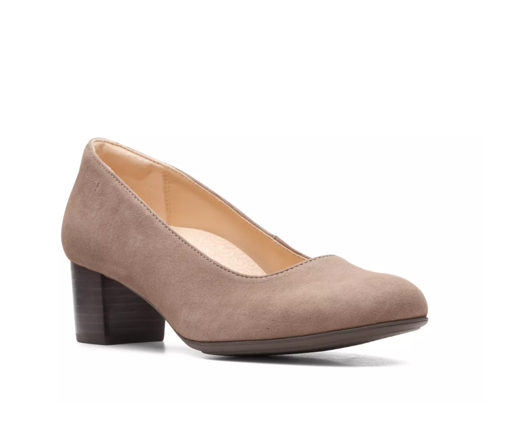 Women s Clarks 26161920 Linnae Pump Pebble Suede H.R. Lash