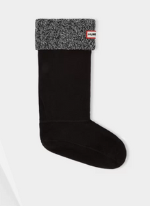 Women's | Hunter | UAS3036AAB-GZB | 6 Stitch Cable Knitted Cuff Tall Boot Sock | Black/Grey