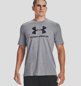 Men's | Under Armour | 1329590 | Sportstyle Logo Short Sleeve T-Shirt | Steel Light Heather / Black