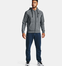 Load image into Gallery viewer, Men&#39;s | Under Armour | 1357111-012 | Rival Fleece Full Zip Hoodie | Pitch Gray Light Heather / Onyx White