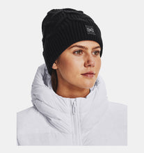 Load image into Gallery viewer, Women&#39;s | Under Armour | 1373099 | Halftime Cable Knit Beanie | Black / Jet Gray