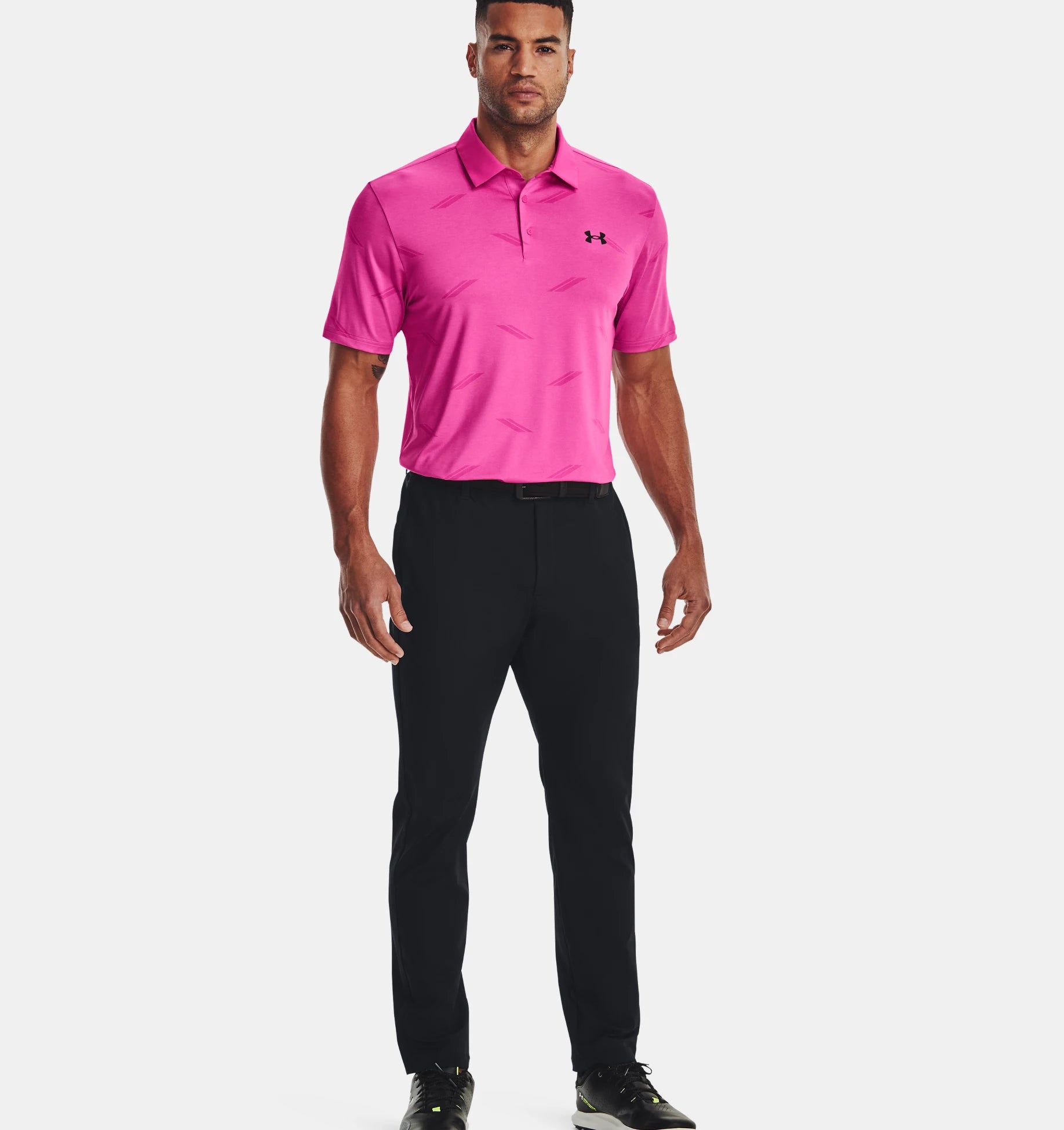 Pink under online armour polo shirt