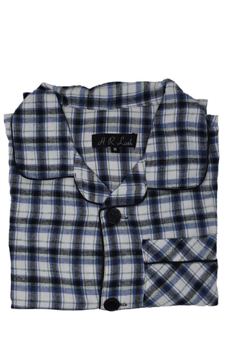 H. R. Lash | PJ001 | Men's Cotton Plaid Pajama | White/Blue