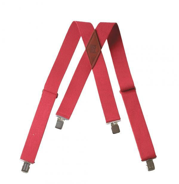 Men's | Big Bill | SUSPG | Heavy Duty Clip-on Suspenders | Red